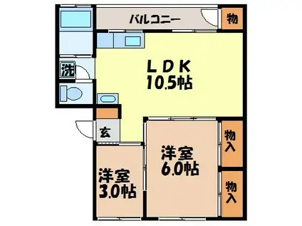 サンガーデン小ヶ倉(2LDK/4階)の間取り写真