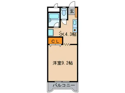 ディアコート美濃喜(1K/5階)の間取り写真