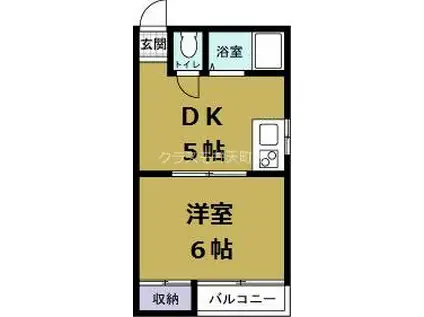 港晴しょみんハイツ(1DK/3階)の間取り写真