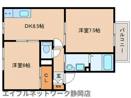 セゾンハトリ B棟(2DK/2階)の間取り写真