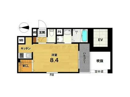 御所南 晴風苑(1K/3階)の間取り写真