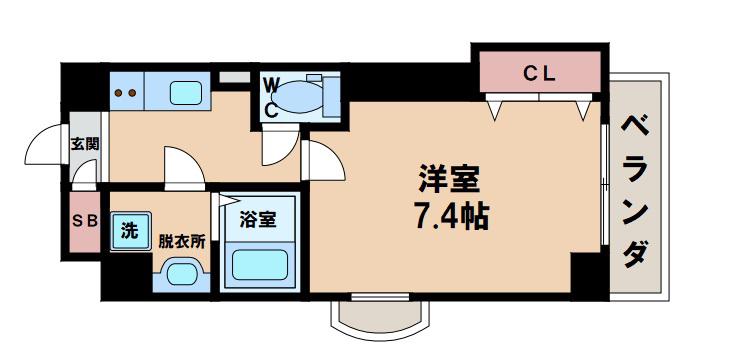LUXE西田辺(1K/5階)の間取り写真