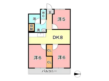 大建アーバンハイツ(3DK/4階)の間取り写真