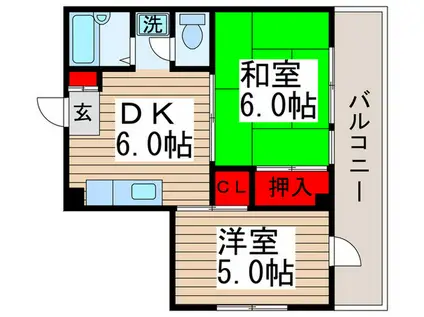 シェルズ山本(2DK/4階)の間取り写真