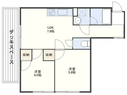 エーデルワイス花やしき(2LDK/1階)の間取り写真