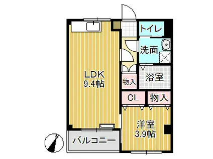 ピュア・ロード砺波(1LDK/2階)の間取り写真
