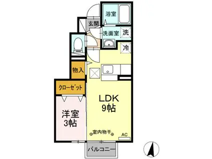 ファインビューIII(1LDK/1階)の間取り写真