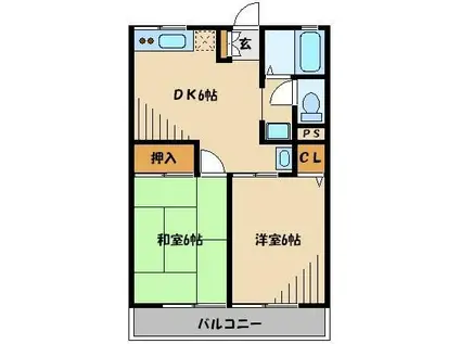 シティハイムイーハトーブ(2DK/2階)の間取り写真