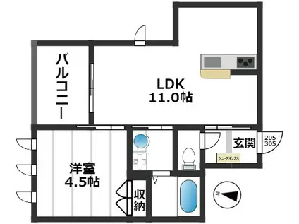 MAISON BSKT(1LDK/2階)の間取り写真