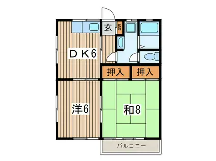 もちづきぱぁーとIII(2DK/2階)の間取り写真