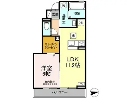 D-ROOM福富西(1LDK/1階)の間取り写真