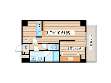 ソレアード小松島IV(1LDK/3階)の間取り写真