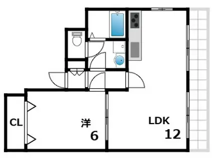 ウェブハウス魚崎(1LDK/2階)の間取り写真
