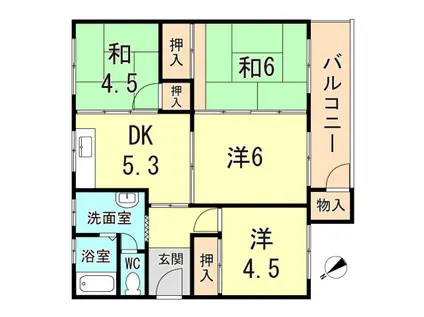 明舞12団地32号棟(4DK/5階)の間取り写真