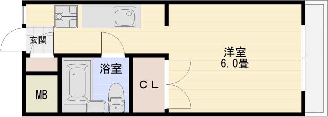ハイツKYOYA(1K/1階)の間取り写真