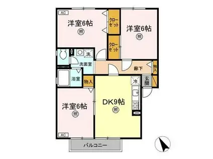 パストラル弐番館(3DK/2階)の間取り写真