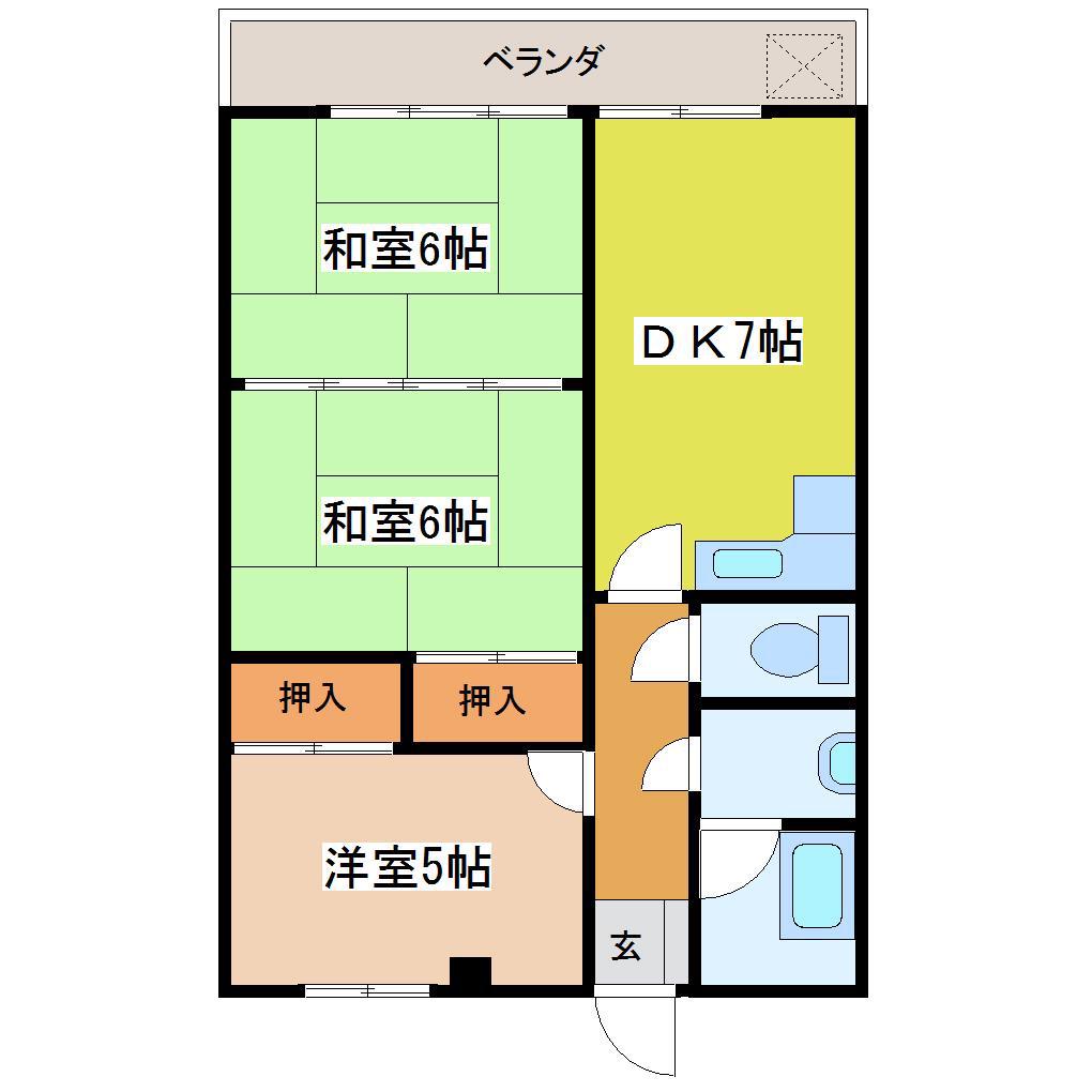 ISマンション(3DK/2階)の間取り写真