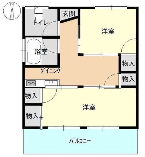 新生ビル(2DK/4階)の間取り写真