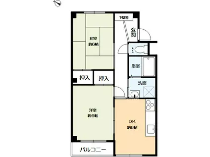 達家ハイツ(2DK/2階)の間取り写真