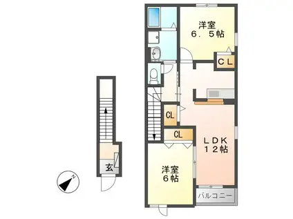 レクサス共栄E(2LDK/2階)の間取り写真