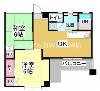 レジデンス下中野B棟(2DK/3階)の間取り写真