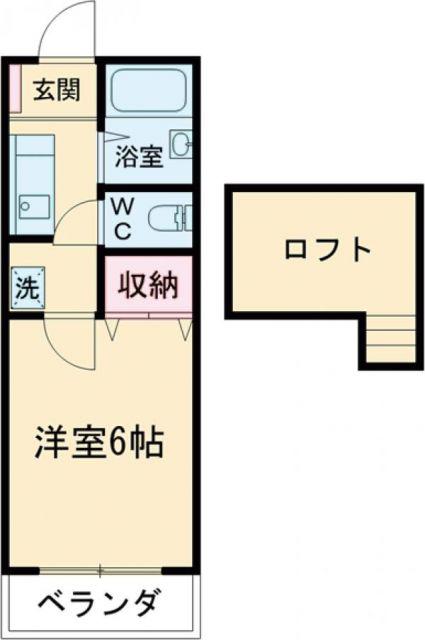 シューフルールII(1K/2階)の間取り写真