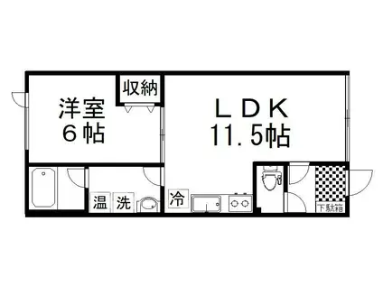 ハイツブル(1LDK/1階)の間取り写真