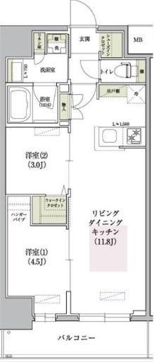 アーバネックス南森町ウエスト(2LDK/6階)の間取り写真