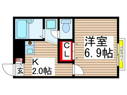 プレジール 花島公園II(1K/2階)の間取り写真