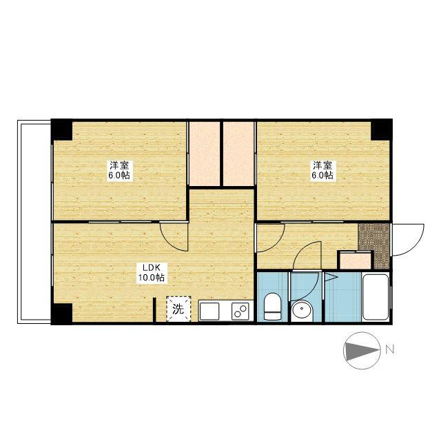 ソシエ府中(2LDK/5階)の間取り写真