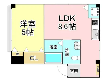 木町ハイツ(1LDK/3階)の間取り写真