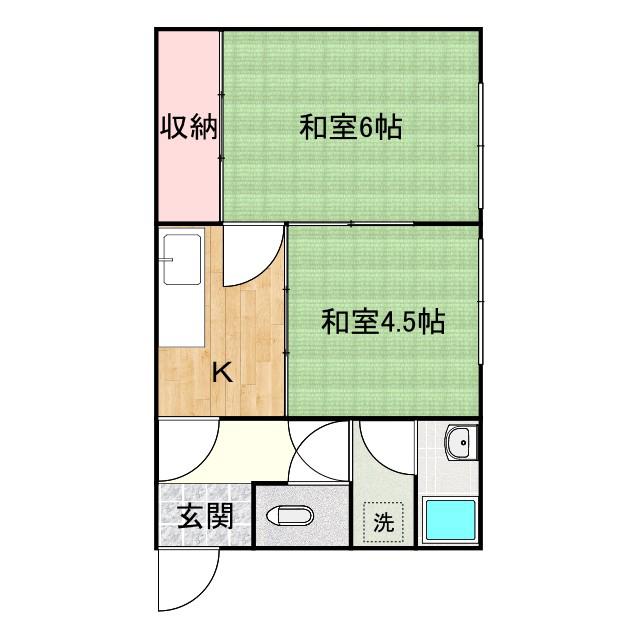 北美台ハイツ(2K/2階)の間取り写真