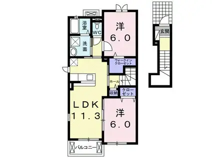 アイビーコートB(2LDK/2階)の間取り写真