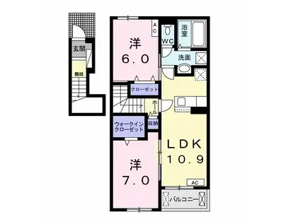 プロスペリタ(2LDK/2階)の間取り写真