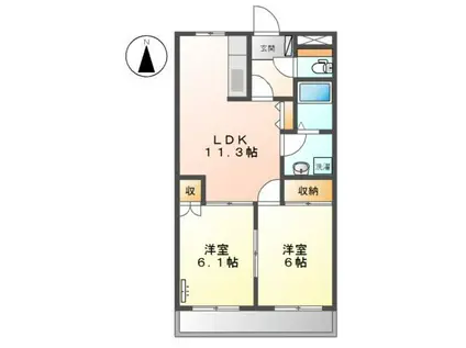 エスポアールK(2LDK/1階)の間取り写真