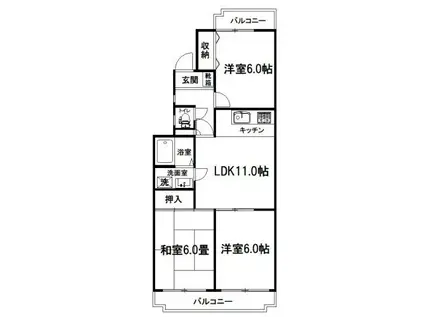 グリーンハイツたかはな(3LDK/2階)の間取り写真