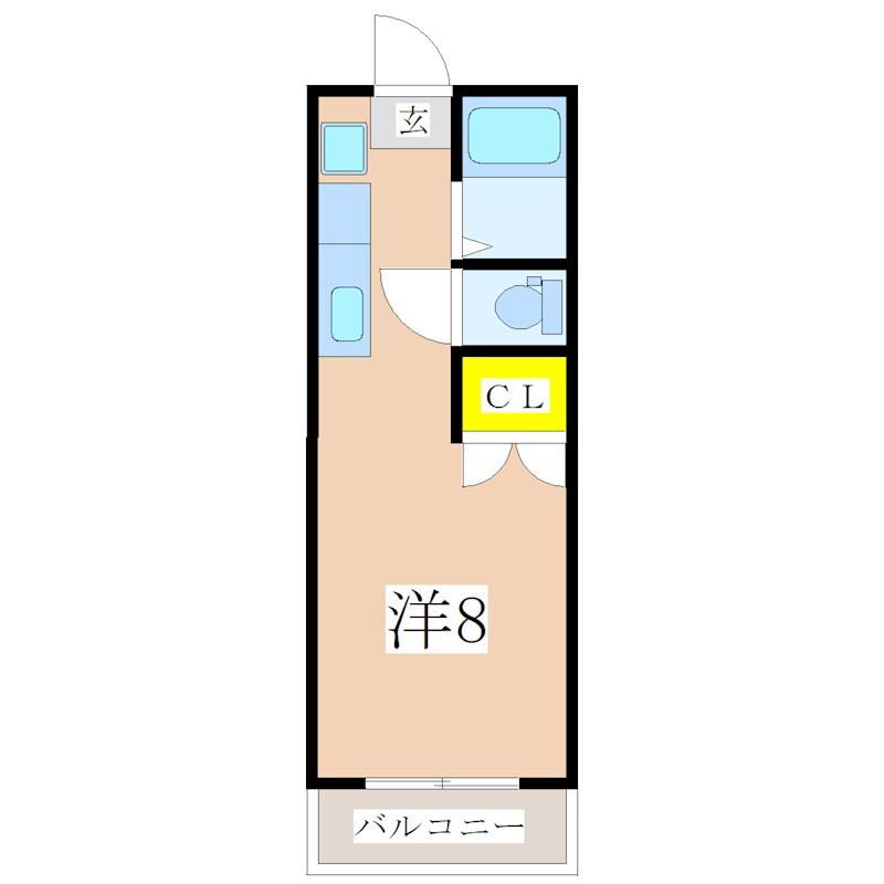 第7セントラルハイツ西鹿児島(ワンルーム/2階)の間取り写真