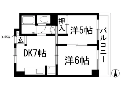 高木マンション(2DK/3階)の間取り写真