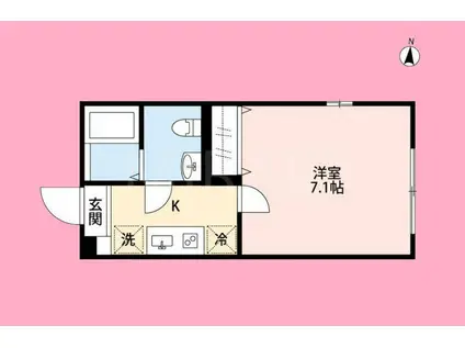 アザーレ・クオン相武台(1K/1階)の間取り写真