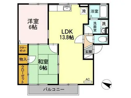 セジュールカメリアA棟(2LDK/2階)の間取り写真