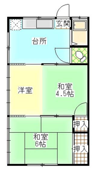 サンハイツ南大河(3DK/2階)の間取り写真