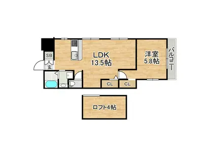 POLARIS(1LDK/3階)の間取り写真