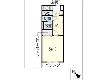 ハイタウン久保(1K/3階)の間取り写真