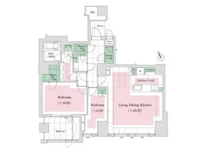 パークマンション鳥居坂(2LDK/1階)の間取り写真