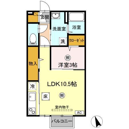 レセンテG.T(1LDK/1階)の間取り写真