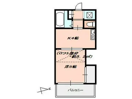 ヒルズ本厚木(1K/1階)の間取り写真