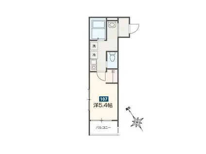 MELLAS新座II(1K/1階)の間取り写真