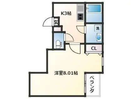 クレフラスト台原駅前(1K/1階)の間取り写真