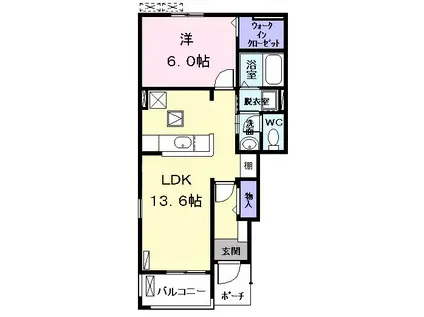 ラヴァーズ I(1LDK/1階)の間取り写真