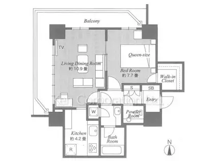 恵比寿ガーデンテラス壱番館(1LDK/9階)の間取り写真